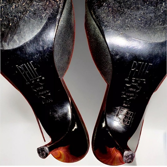 🖤PELLE MODA🖤 SUEDE POINTED SIDE BOW 3.5“ HEELS SLIDE-ON MULE SHOES EUC❣️ - Picture 9 of 12